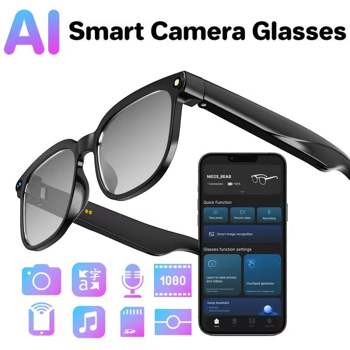 Smart Camera Glasses 8MP HD Video Recording with Audio, Wireless