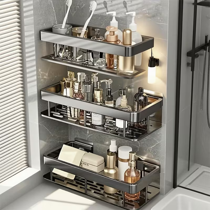 1/2/3pcs Metal Punch-free Bathroom Rack