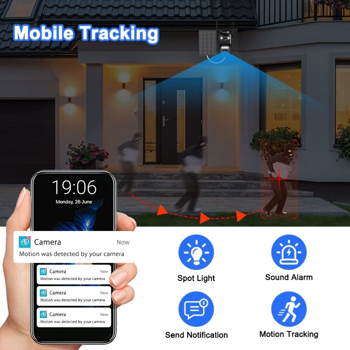 2K Solar WiFi Security Camera – 360° Protection with 10x Zoom