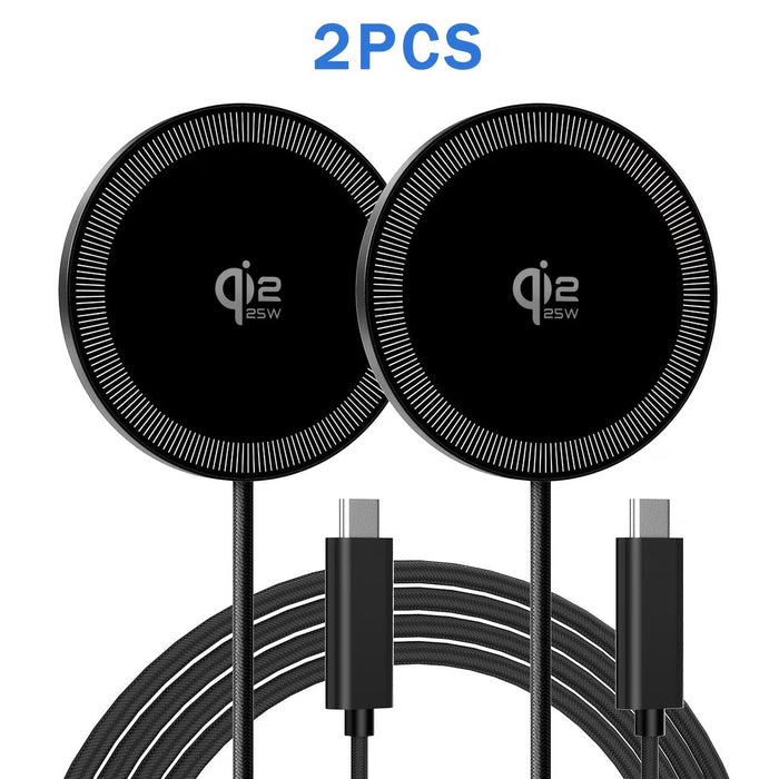 Blessing Sells black 25W Qi wireless charging pads with USB-C cables, sold as a 2-pack.