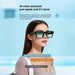 Blessing Sells AI smart camera glasses with black frames and green-tinted lenses, featuring voice assistant capabilities for hands-free operation.