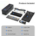Blessing Sells FeipuQu AI Smart Glasses, black metal frame, clear lenses, with accessories including a charging cable, cleaning cloth, storage bag, and case.