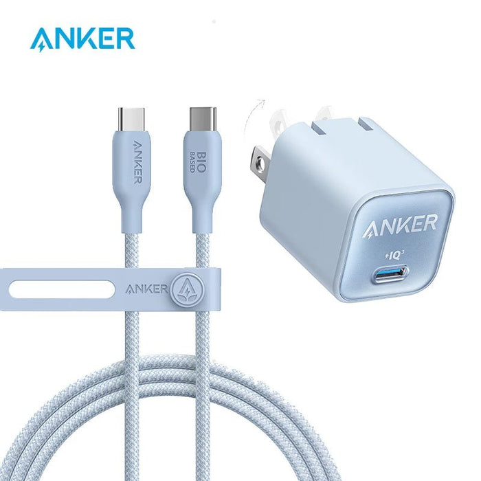 Blessing Sells Anker Nano light blue USB C charger with IQ3 technology and 240W braided USB C cable.