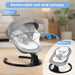 Blessing Sells grey fabric baby swing with removable net and canopy, 5 speeds, 10 lullabies, 15-point safety belt.