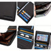 Blessing Sells black genuine leather three-fold wallet for men with 13 card slots, ID window, and zippered coin pocket.