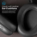 Blessing Sells black leather over-ear headphones with cloud-soft, breathable ear cushions and volume controls.