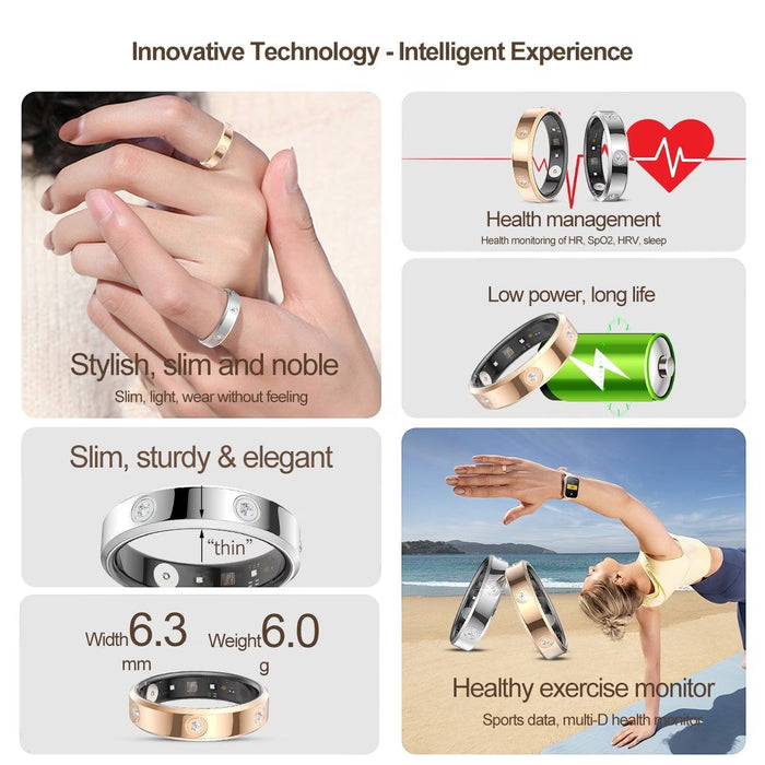 Blessing Sells CHABAIDAO smart ring in rose gold and silver, featuring health monitoring and a slim, elegant design.