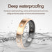 Blessing Sells CHABAIDAO Smart Ring in rose gold with diamond accents, submerged in water, showcasing its IP68 waterproof feature.