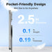 Blessing Sells compact wireless charging pad, 2.5 inch diameter, 0.1 lb weight, 0.19 inch thickness, pocket-friendly design.