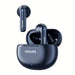 Blessing Sells Philips SportPro dark blue true wireless earbuds with charging case, semi-open design, and LED indicator lights.