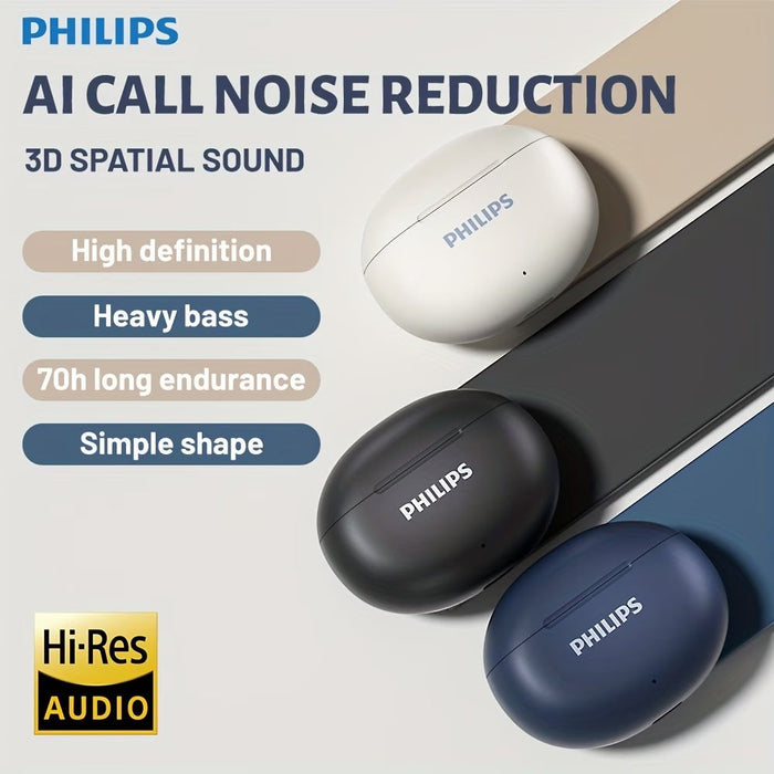 Blessing Sells Philips SportPro True Wireless Earbuds in black, white, and navy blue. Features AI call noise reduction and 70h long endurance.
