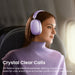 Blessing Sells purple wireless over-ear headphones with soft ear pads, worn by a woman on an airplane.