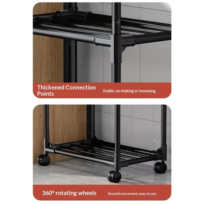 Blessing Sells 6-layer black metal rolling storage cart with adjustable shelves and 360 rotating wheels.