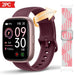 Blessing SellsHere rose gold smartwatch with a burgundy band and a pink and white braided strap. Features HD touchscreen, fitness tracking, and wireless calling.
