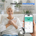 Blessing Sells rose gold smart ring tracking heart rate and sleep, shown on a smiling woman's hand next to a phone app.