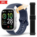 Blessing SellsHere smart watch with a blue silicone band and a black braided band. The watch face shows time, date, steps, and distance.