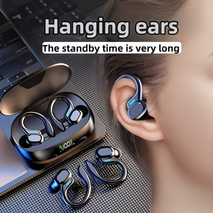 Blessing Sells True Wireless Earbuds with ear hooks, ENC noise cancelling, LED display charging case, and touch controls.