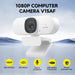Blessing Sells white 1080P computer webcam with AI auto-framing, autofocus, built-in microphone, and privacy cover.