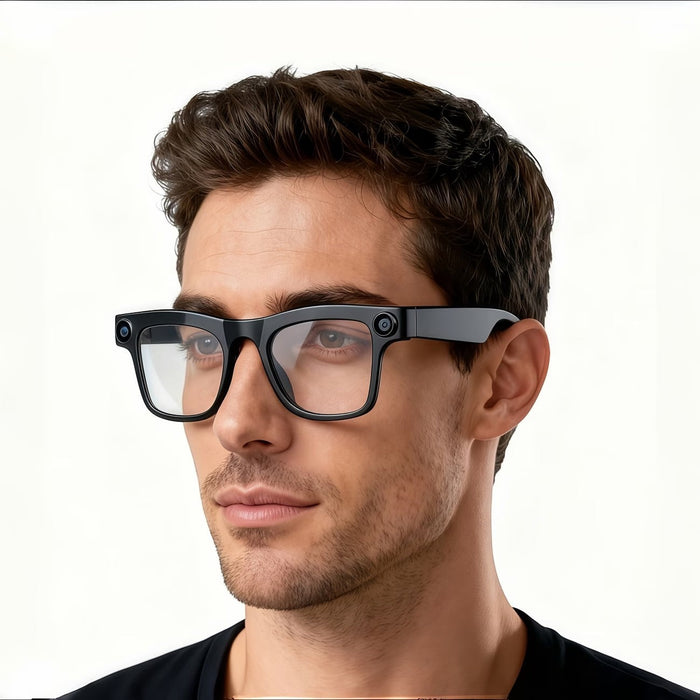 Blessing Sells black AI smart camera glasses with 8MP HD lens, 1080p video, and real-time translation for travel and vlogging.