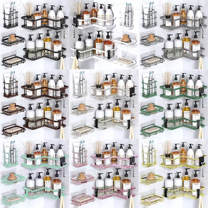 1/2/3pcs Metal Punch-free Bathroom Rack