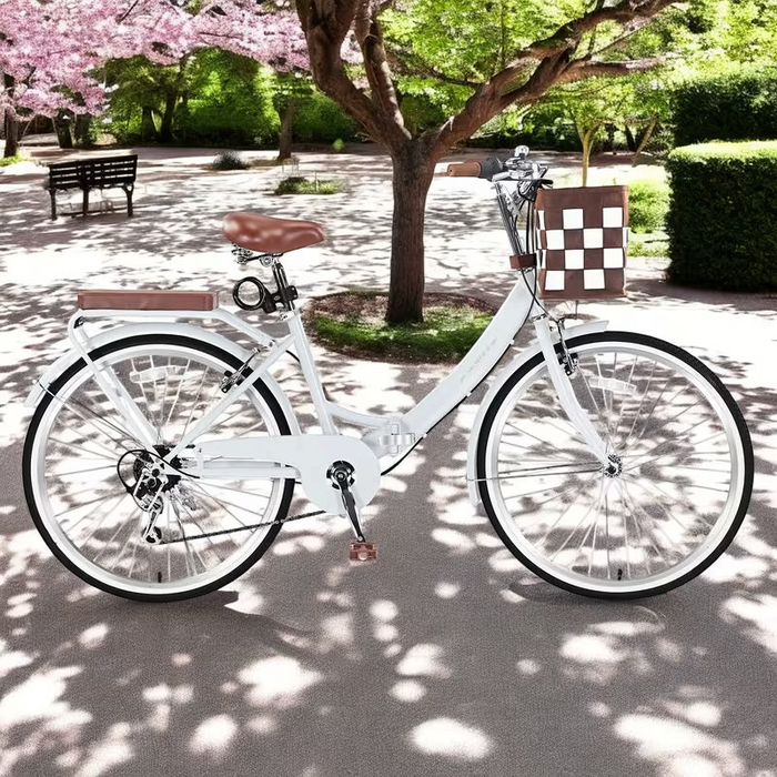 26" Foldable Beach Bike with Basket for Women