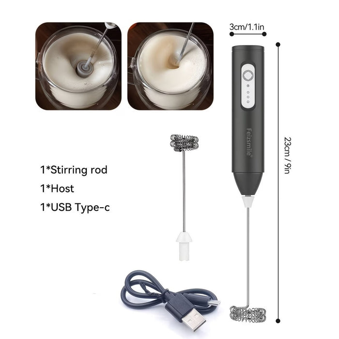 Electric Milk Frother Handheld USB Rechargeable Coffee
