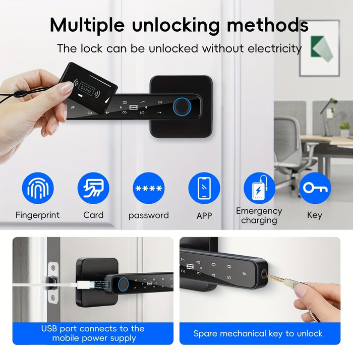 Tuya Smart Fingerprint Door Lock – 5-in-1 Keyless Security