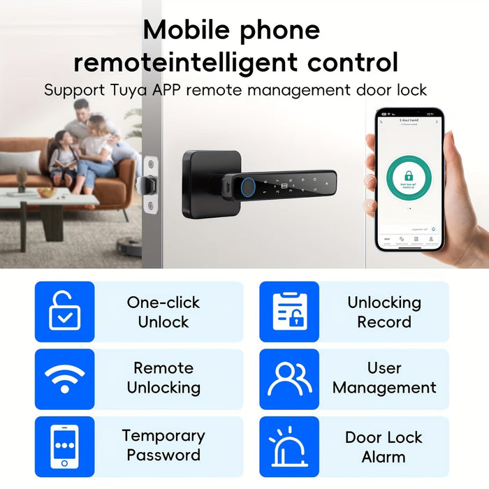 Tuya Smart Fingerprint Door Lock – 5-in-1 Keyless Security